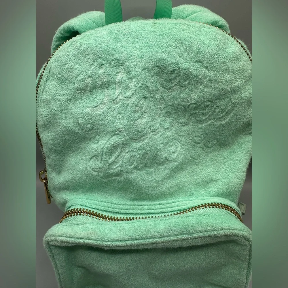 Stoney Clover Lane Terry Cloth Embossed Backpack Light Green Mint